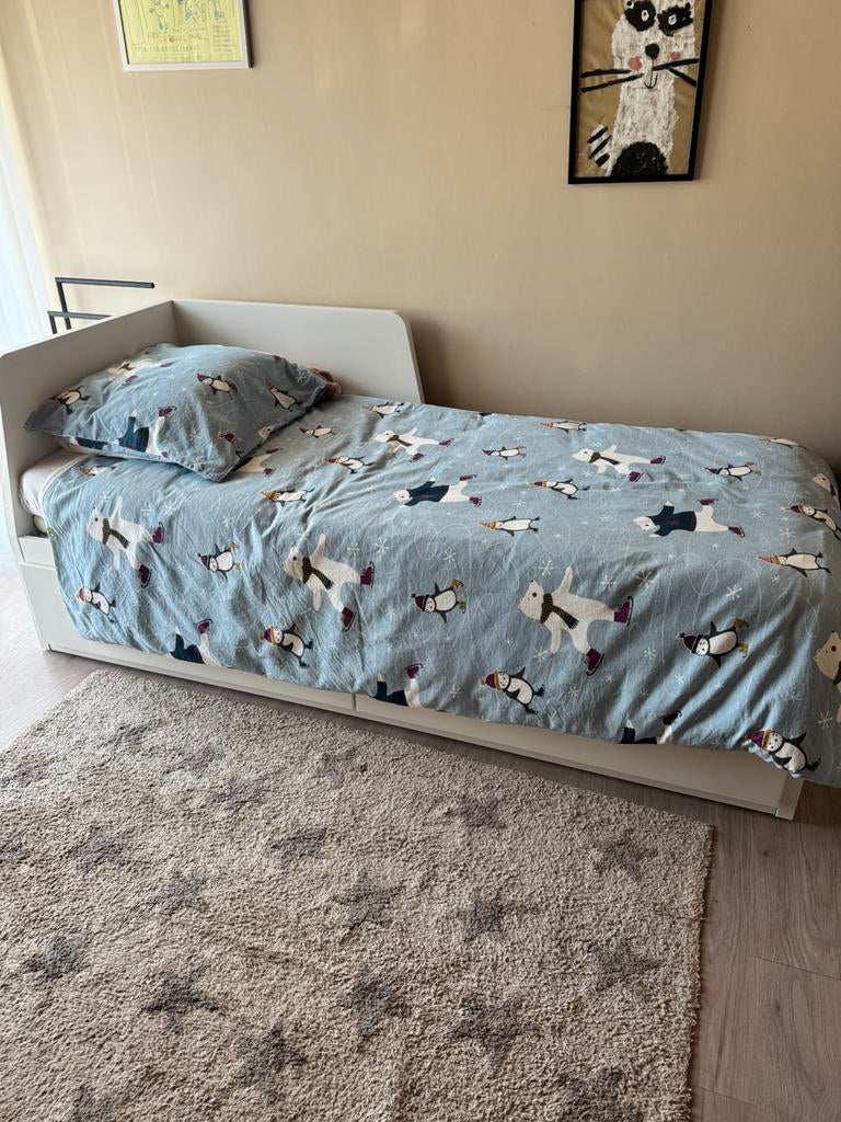 Bedbank met 2 lades, wit, 80x200 cm, Ophalen, Zo goed als nieuw, Wit