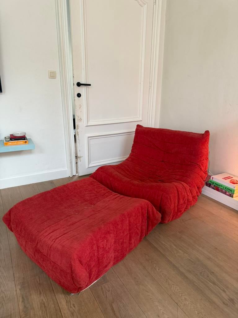 Togo zetel + poef, Maison & Meubles, Canapés | Sofas & Chaises Longues, Enlèvement, Comme neuf