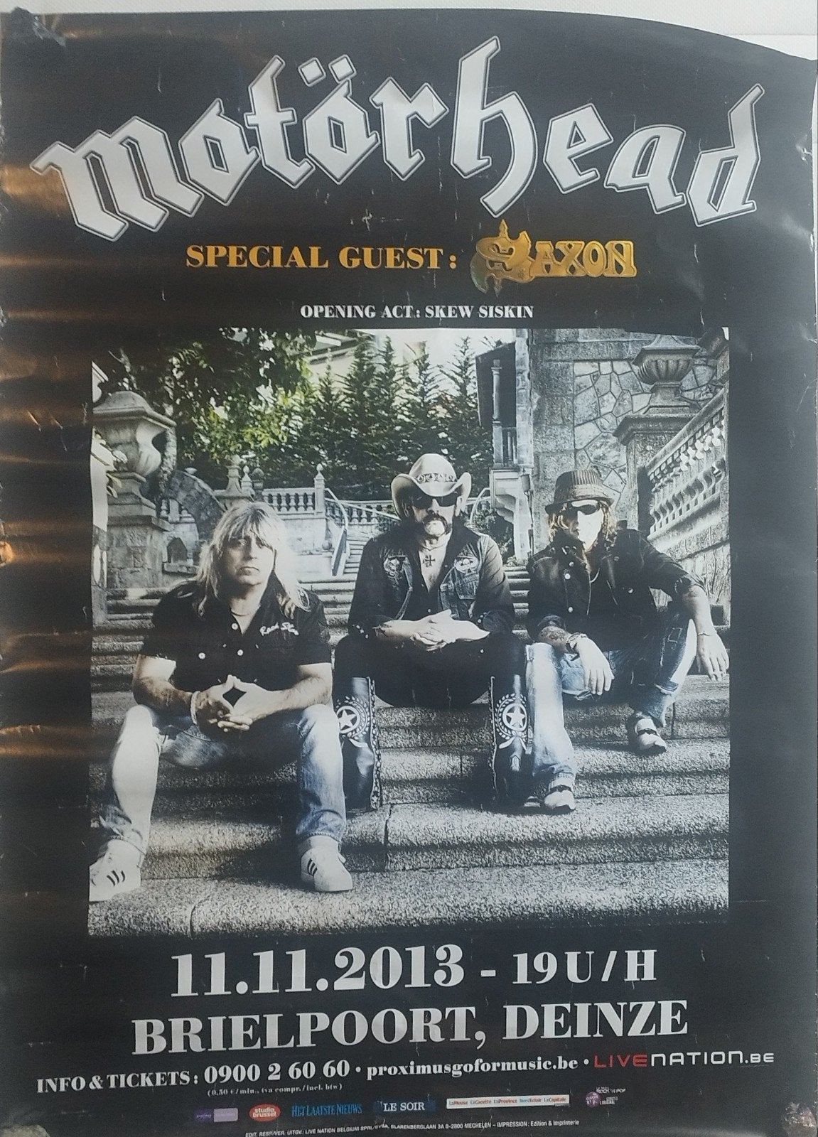 Originele Motörhead poster - Brielpoort Deinze 2013, Verzamelen, Ophalen, Gebruikt, Rechthoekig Staand, Muziek
