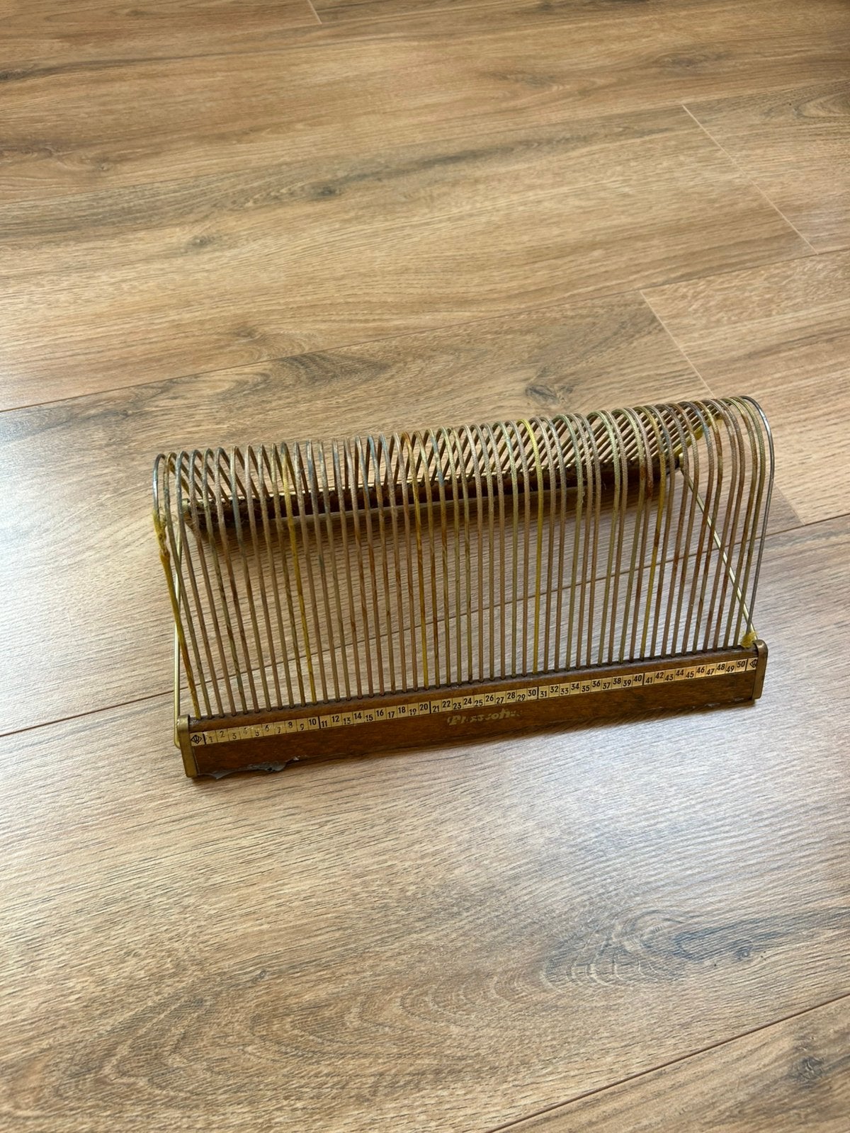 Vintage platenhouder/opbergrek van hout en draad, Huis en Inrichting, Woonaccessoires | Cd- en Dvd-rekken, Ophalen, Gebruikt
