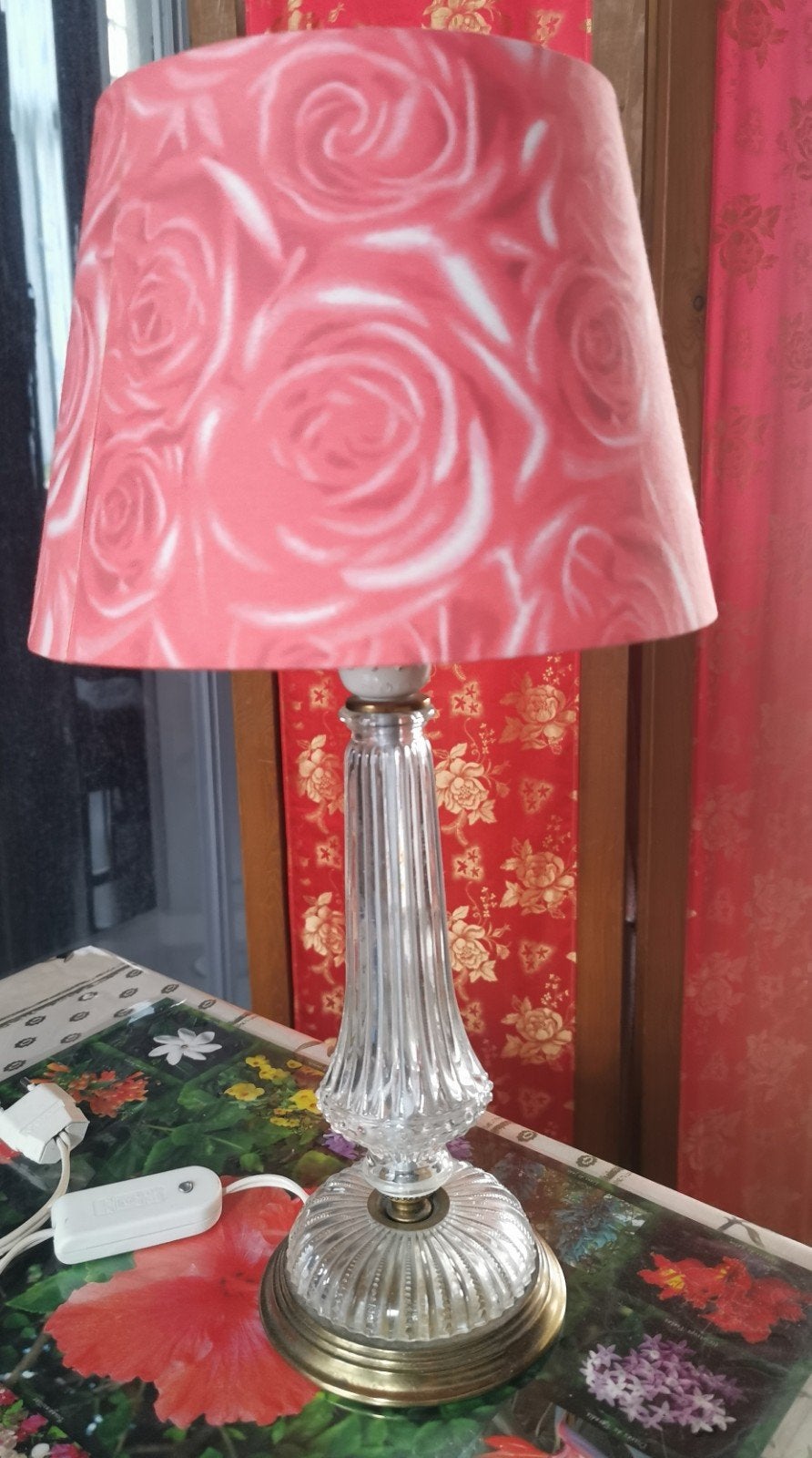 lampe vintage années 60/70 verre laiton, Enlèvement, Verre, Moderne