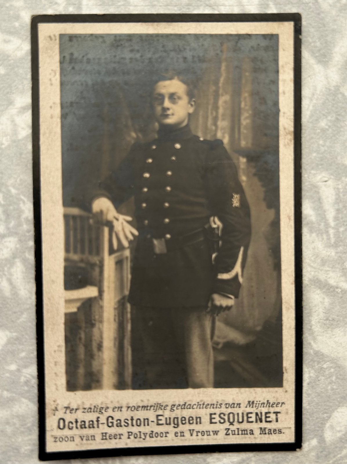 1914 : SOLDAAT Octaaf Esquenet , geboren te Marke, Ophalen of Verzenden