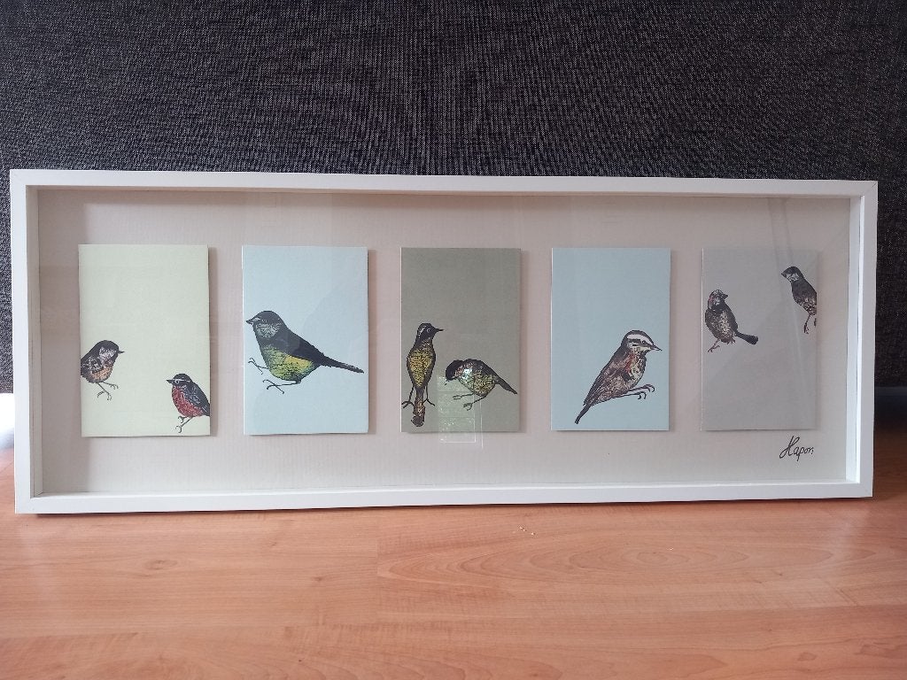 Witte kader met vogels 1m04 breedte, 41cm hoogte, 3cm diepte, Ophalen, Hangend, Gebruikt, 41 cm
