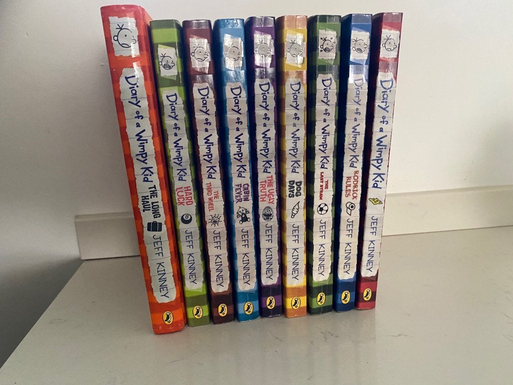 9 eerste boeken Diary Of A Wimpy Kid, Jeff Kinney, Fiction, Comme neuf, Enlèvement