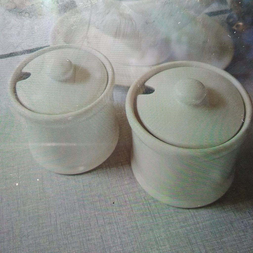 2 vintage Walker China mosterdpotjes uit Bedford Ohio 1951, Verzenden