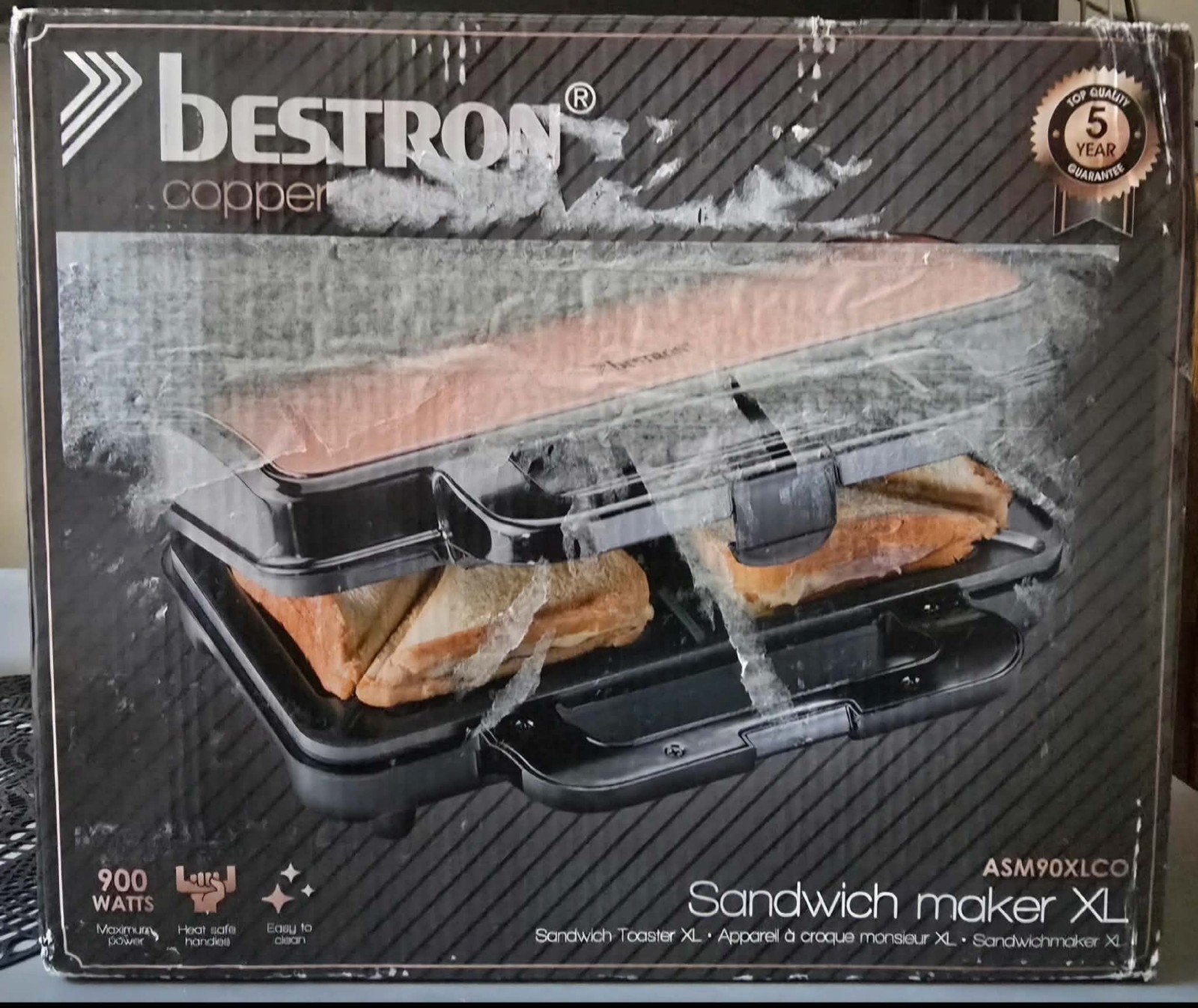 appareil croque monsieur BESTRON COPPER XL 900 W, Enlèvement, Comme neuf