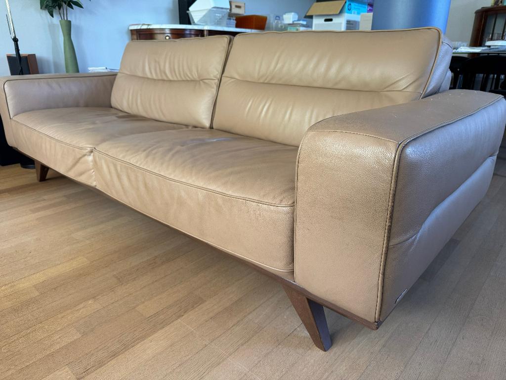 Lederen Natuzzi 3-zit, Maison & Meubles, Canapés | Salons, 200 à 250 cm, Banc droit, Enlèvement, Utilisé