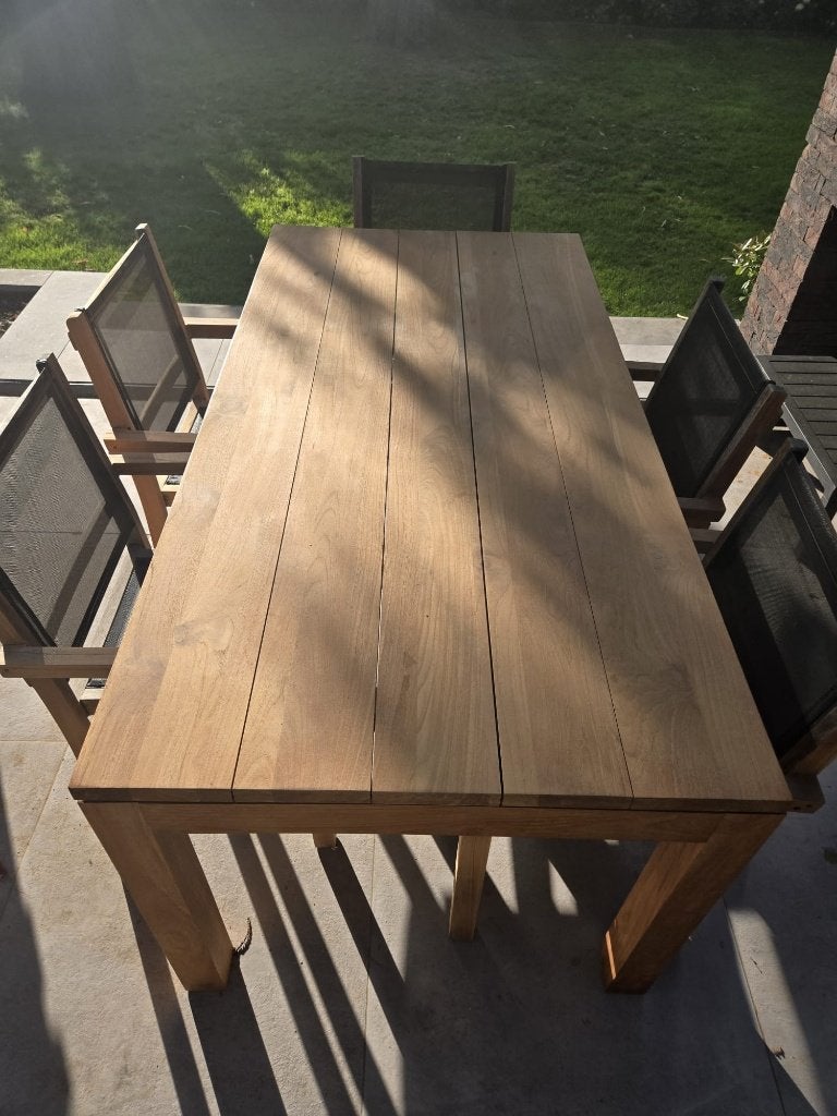 Tuintafel en 6 stoelen, teak, Enlèvement