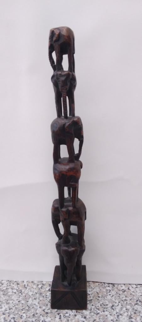 Vintage houten sculptuur olifantjes, Ophalen