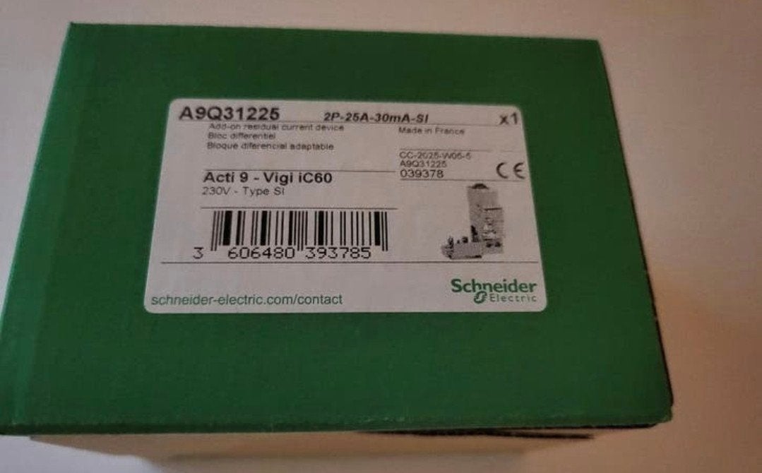 Vigi iC60 aardlekschakelaar 2P 25A 30mA type A-SI A9Q31225, Doe-het-zelf en Bouw, Ophalen of Verzenden, Nieuw