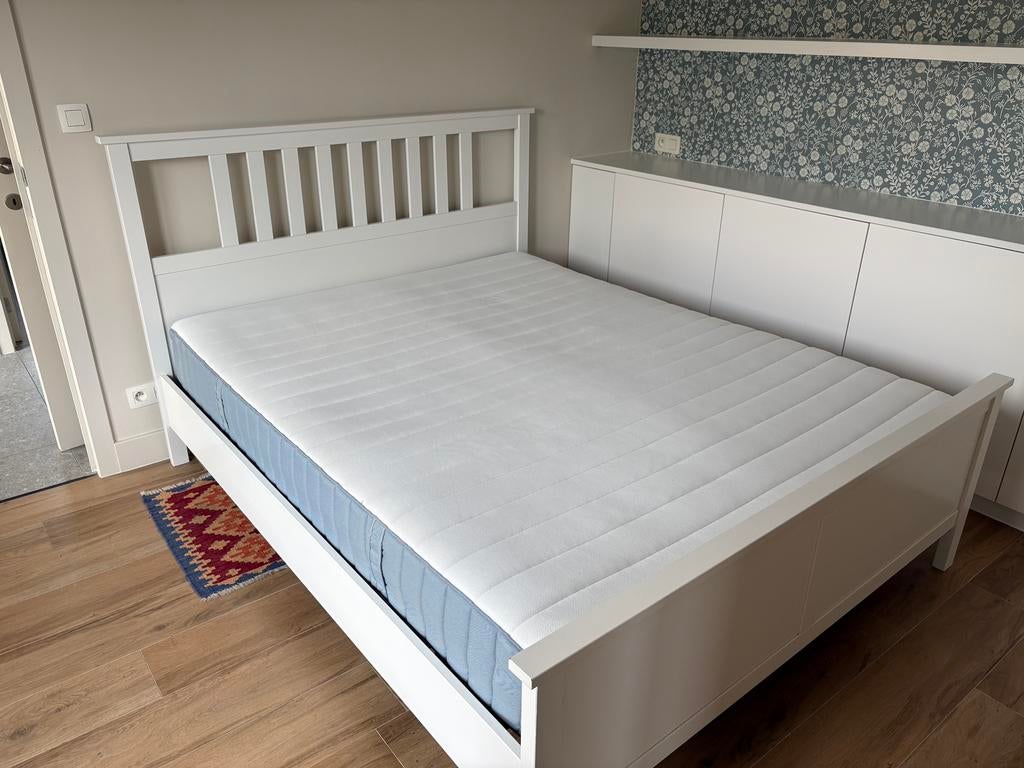Ikea hemnes bed 160 x 200 cm, Huis en Inrichting, Ophalen, Wit, Tweepersoons, Zo goed als nieuw