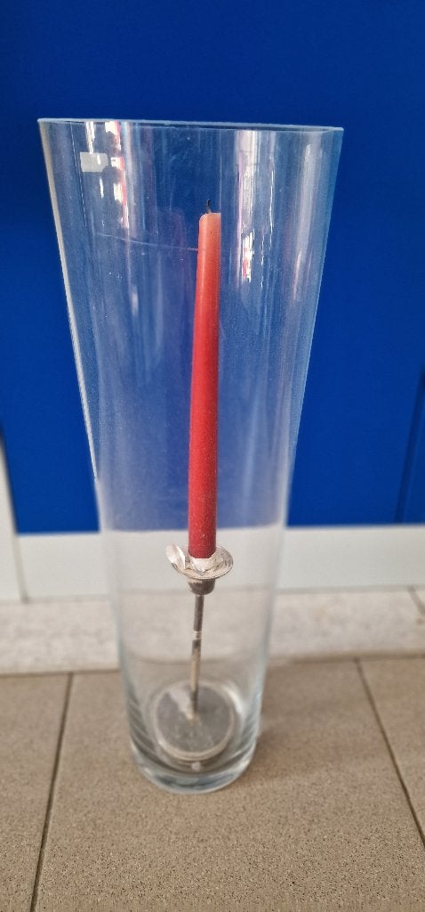 Glas met kandelaar, Ophalen of Verzenden, Zo goed als nieuw