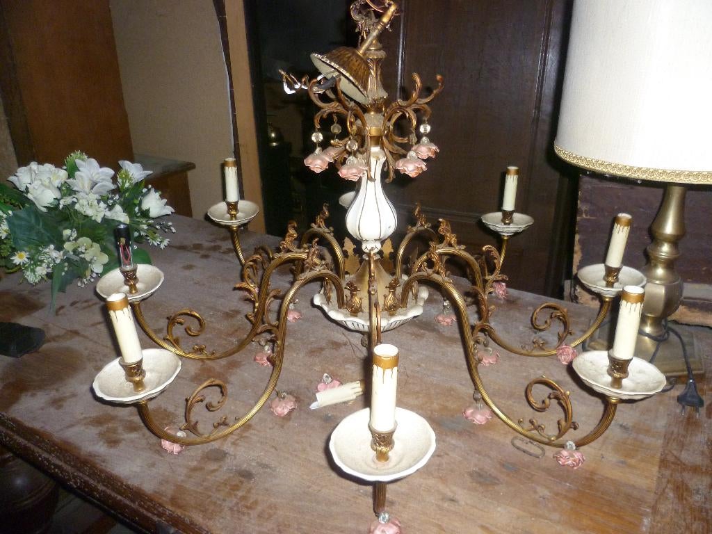 GROOTTE OUDE KOPEREN LUSTER, Antiek en Kunst, Ophalen