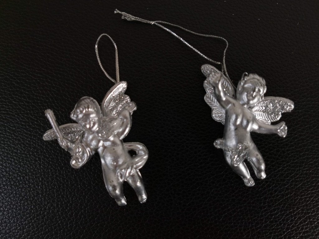 2 anges en argent, violon - 6 cm, Enlèvement ou Envoi, Comme neuf