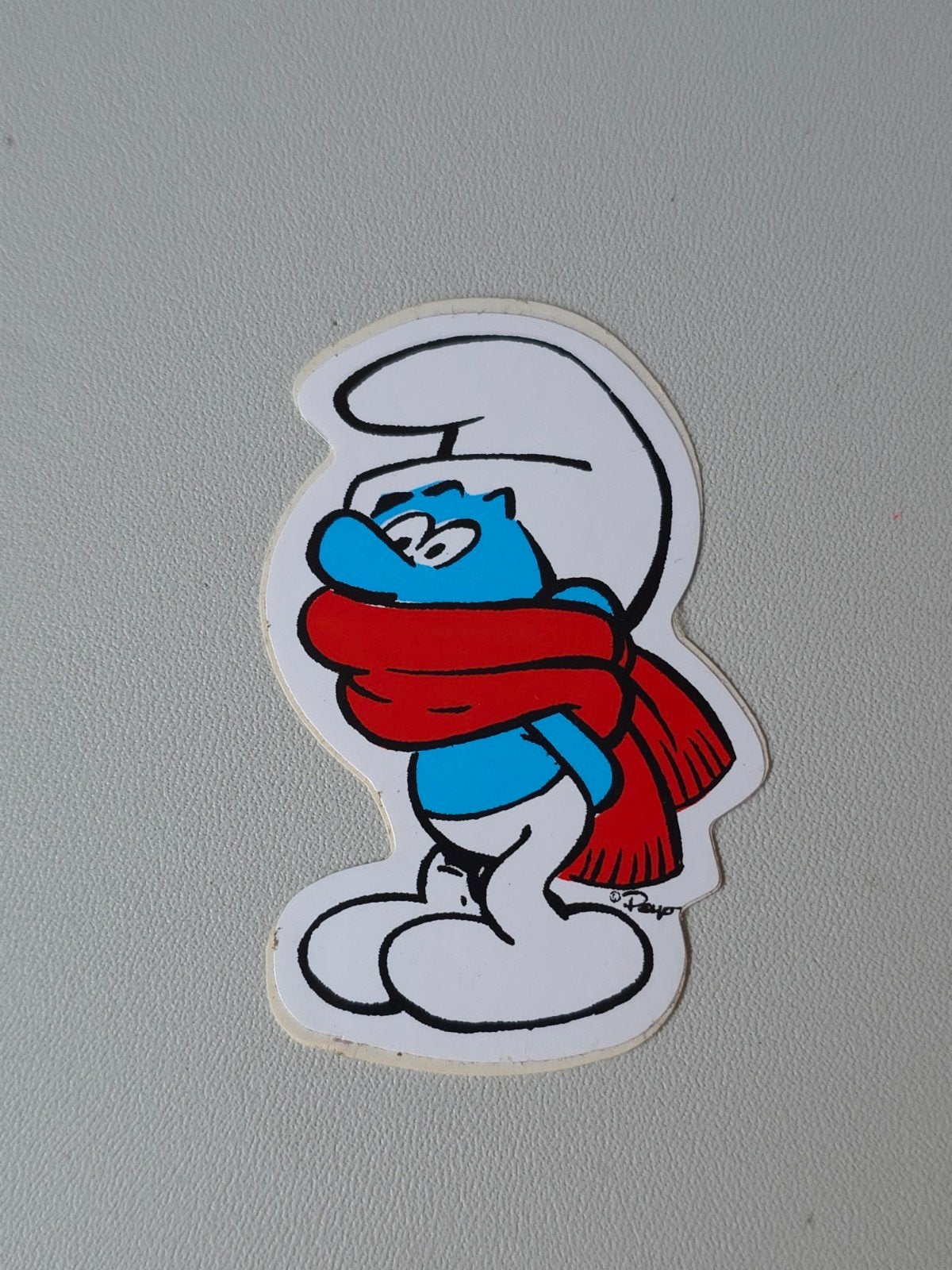 Petit autocollant Schtroumpf Frileux, Verzamelen, Smurfen, Verzenden, Zo goed als nieuw, Overige Smurfen, Overige typen