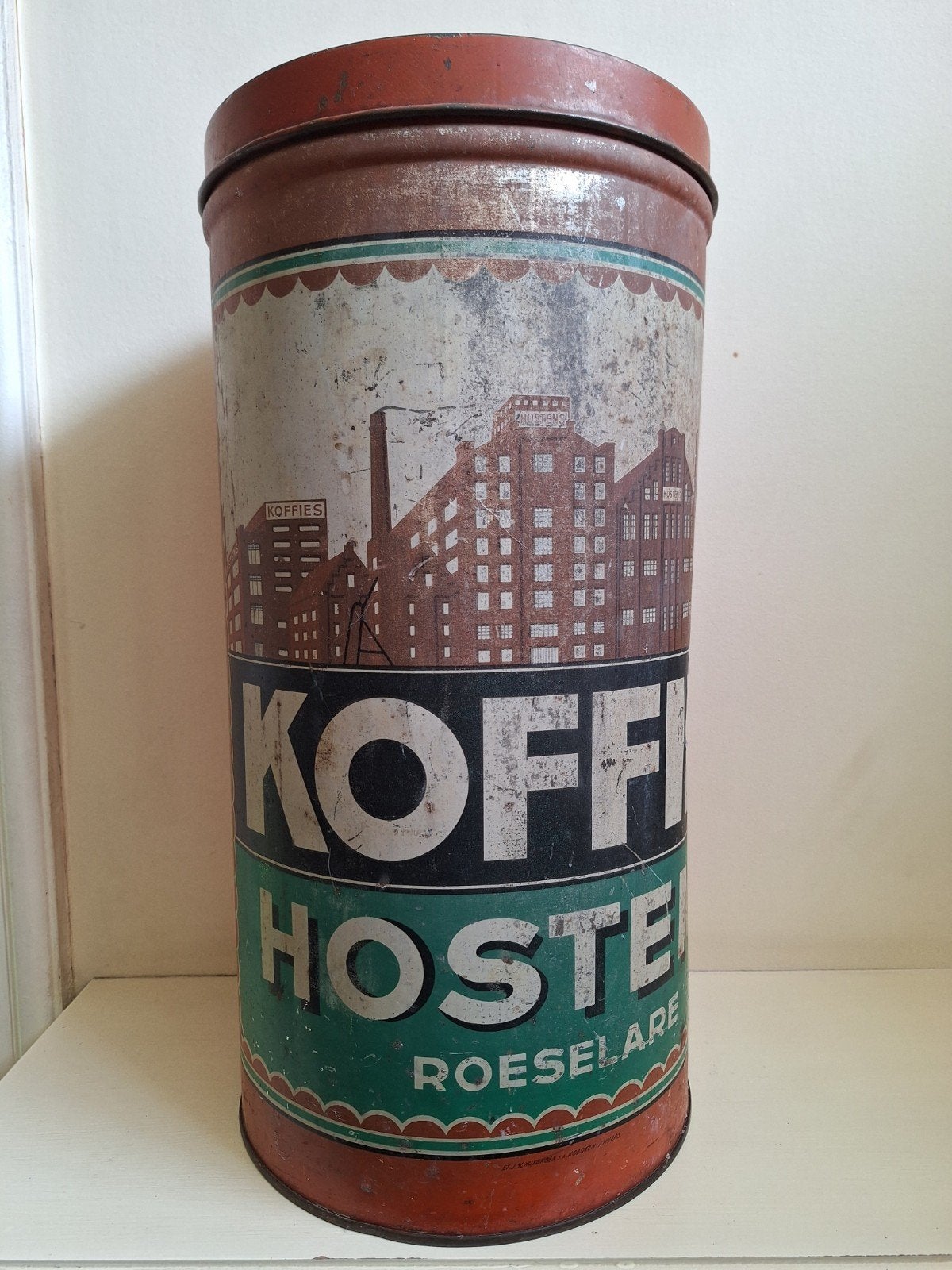 Oud groot koffieblik koffies Hostens Roeselare, Ophalen of Verzenden