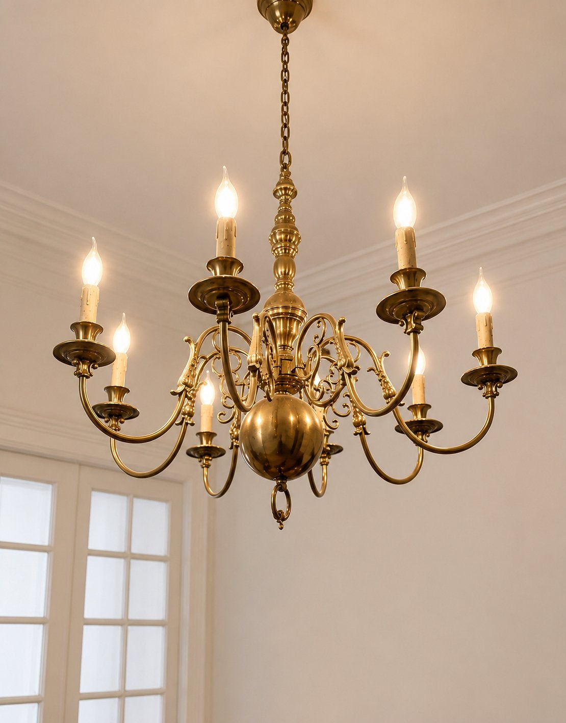 “Magnifique lustre ancien en laiton “, Enlèvement ou Envoi, Utilisé, Métal, Encien