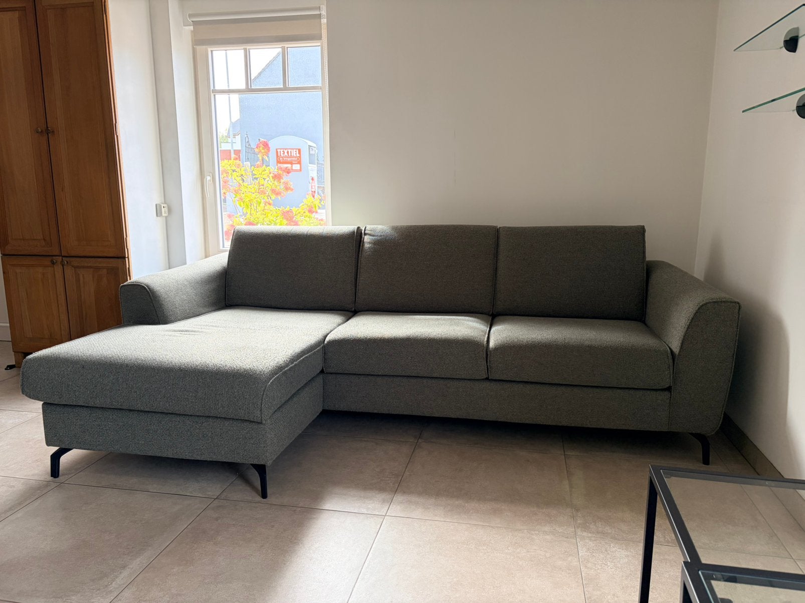 Siège d'angle en tissu - couleur gris/vert, Enlèvement, Utilisé, Tissus, Modern scandinavisch