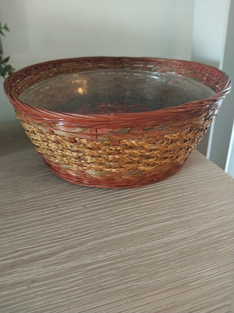 vintage rotan planten mand, Ophalen of Verzenden, Zo goed als nieuw, Mand