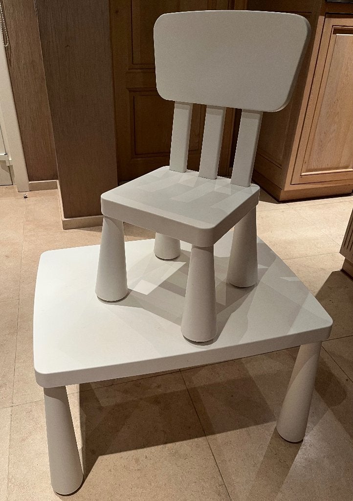 Kindertafel met stoel wit, Enlèvement, Utilisé, Table(s) et Chaise(s)
