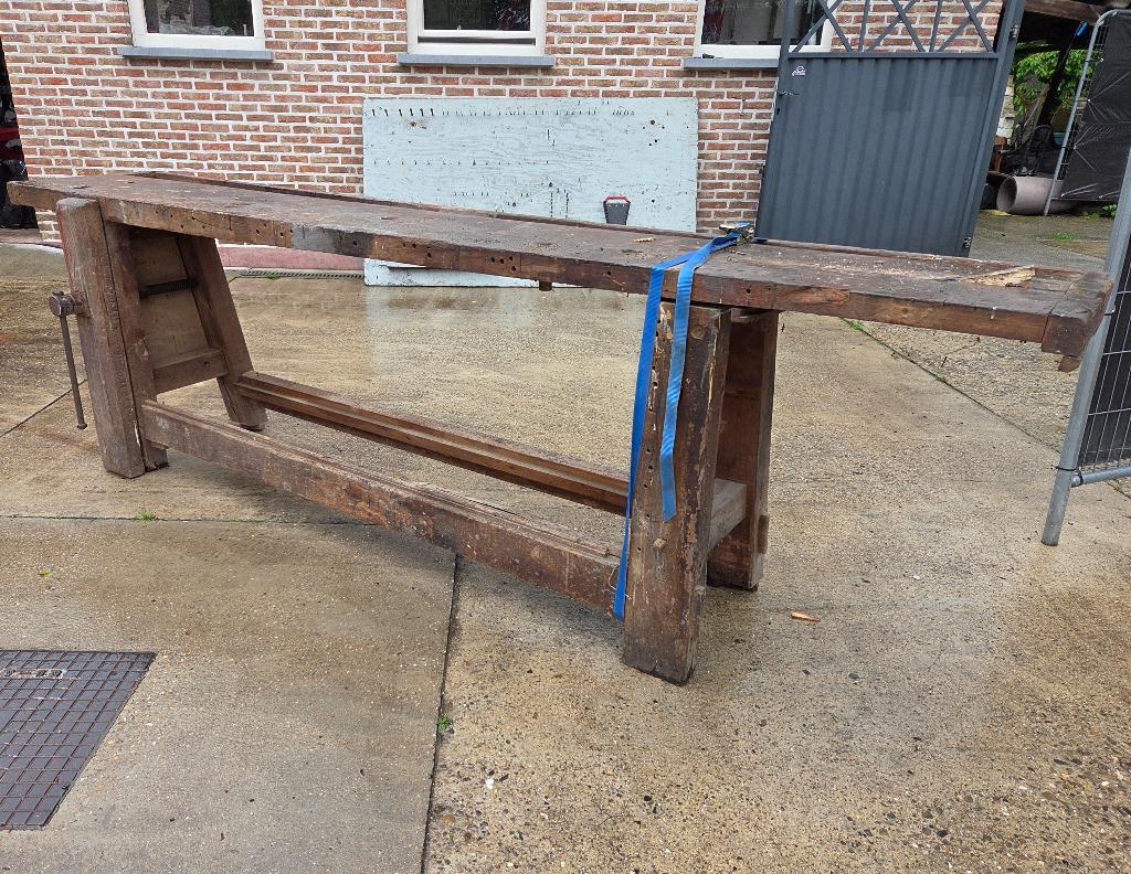 Antieke eiken werkbank, Enlèvement, Utilisé, 170 cm ou plus