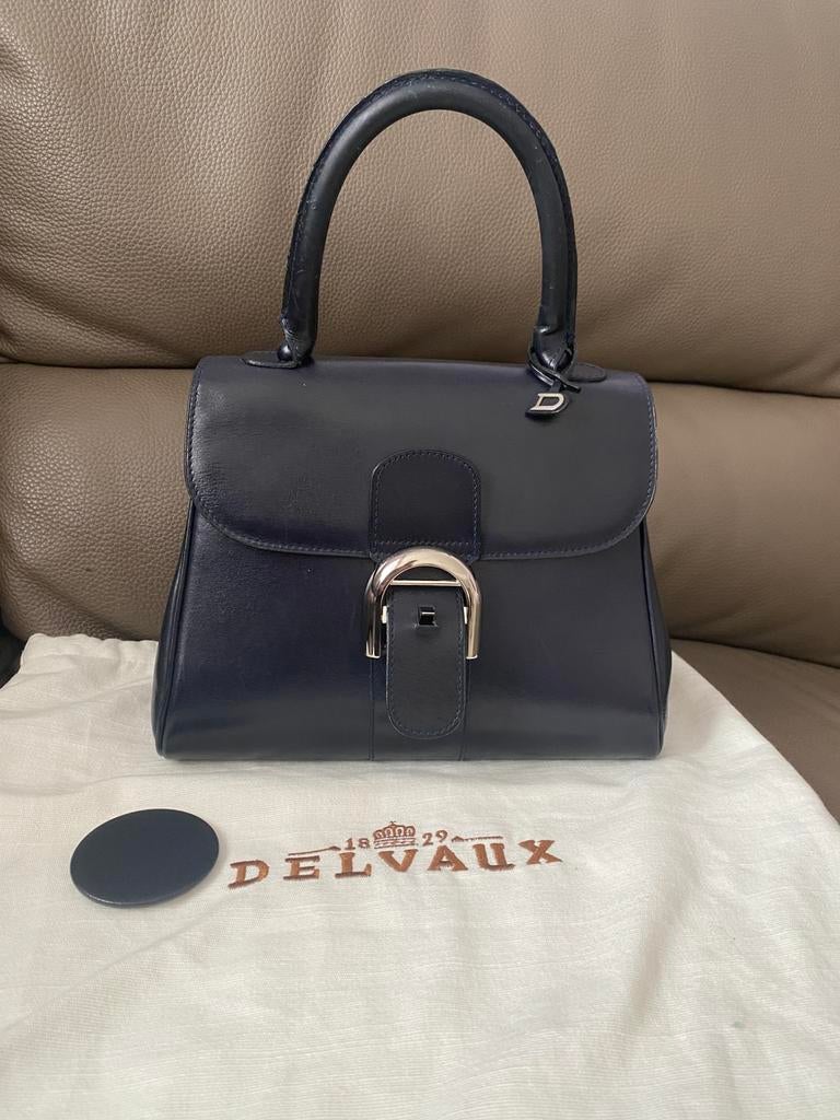 Sac à main Delvaux Brillant PM bleu foncé vintage, Ophalen, Zo goed als nieuw, Blauw, Handtas