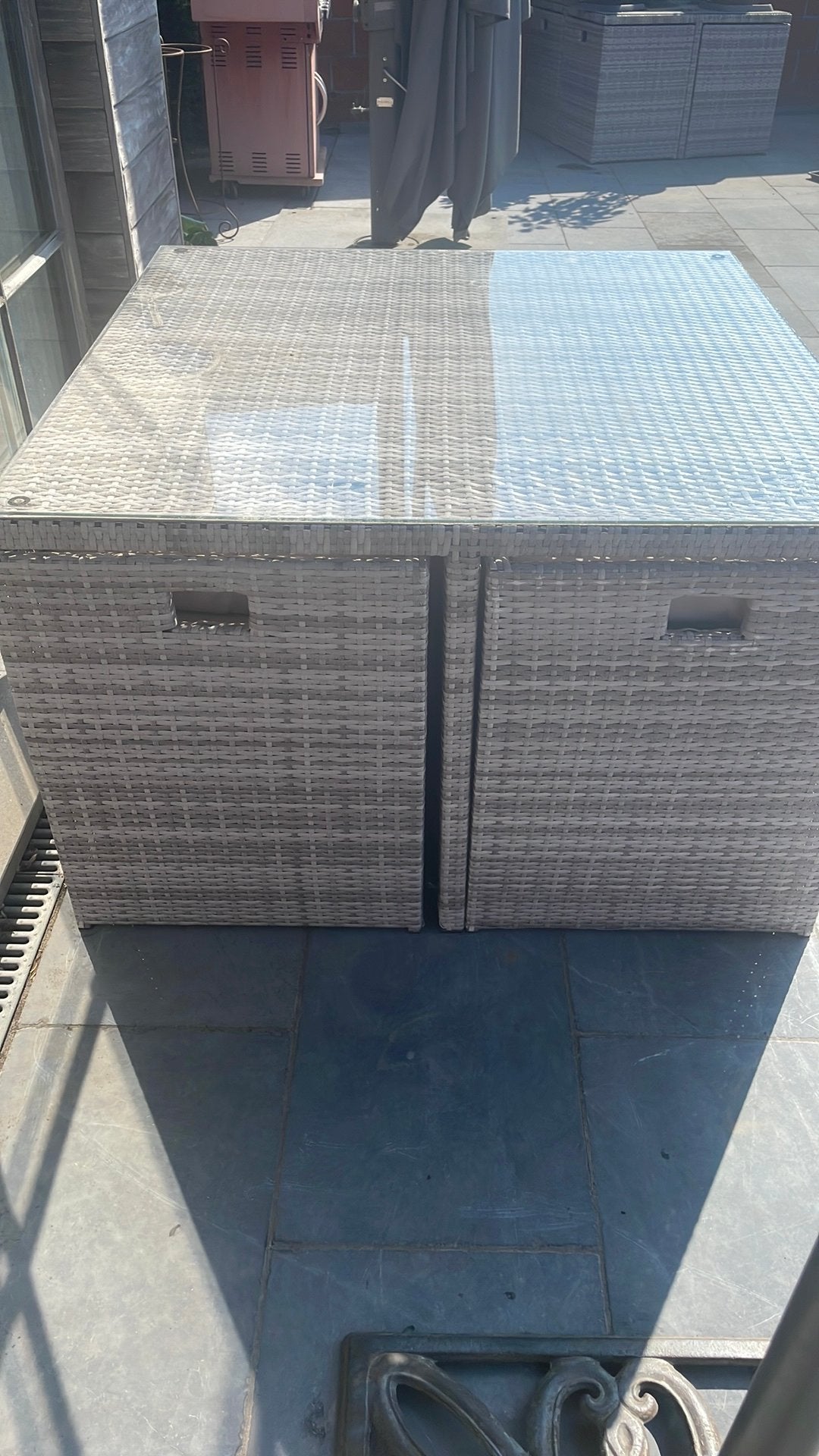 Tuinset kubus Wicker, Tuin en Terras, Tuinsets en Loungesets, Ophalen, 4 zitplaatsen, Gebruikt, Eettafel