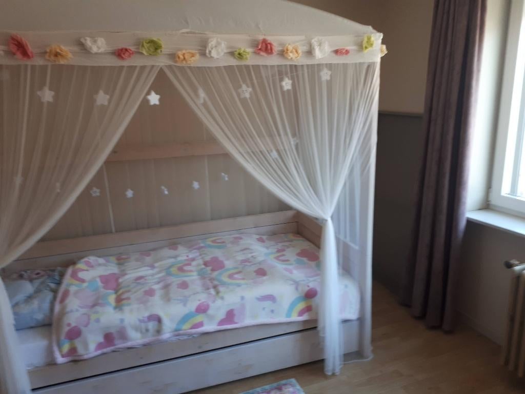 Hemelbed kinderen, Ophalen, Eenpersoons, Wit, Zo goed als nieuw