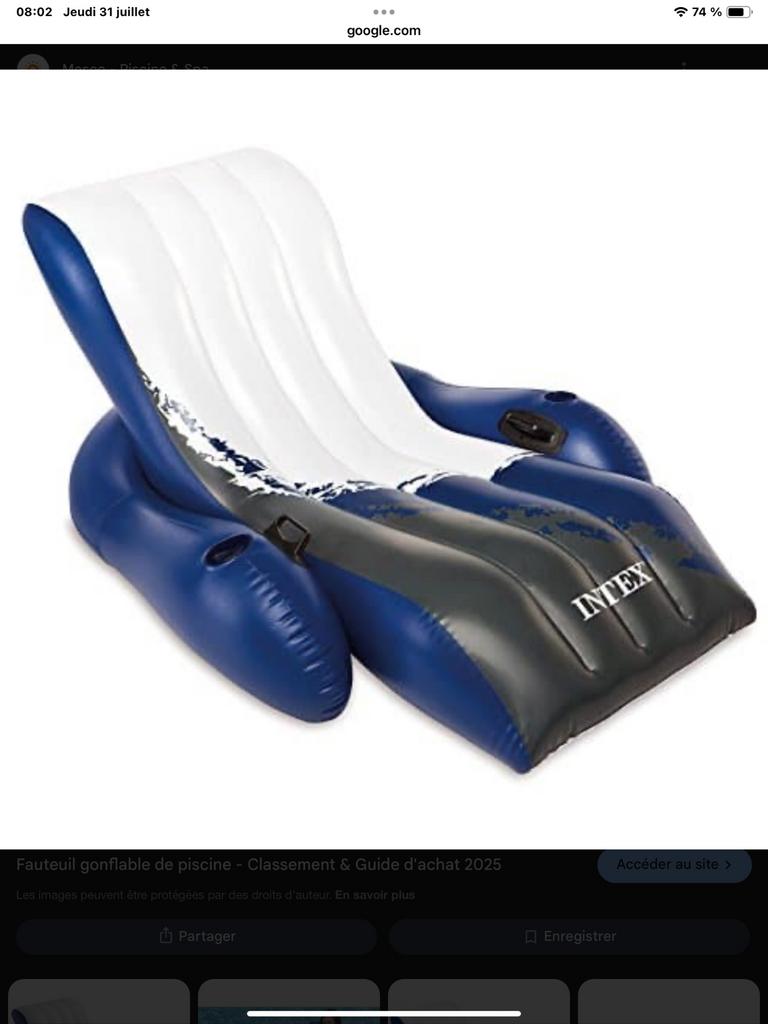 FAUTEUIL GONFLABLE DE PISCINE. NEUF. DANS L'EMBALLAGE., Ophalen, Nieuw