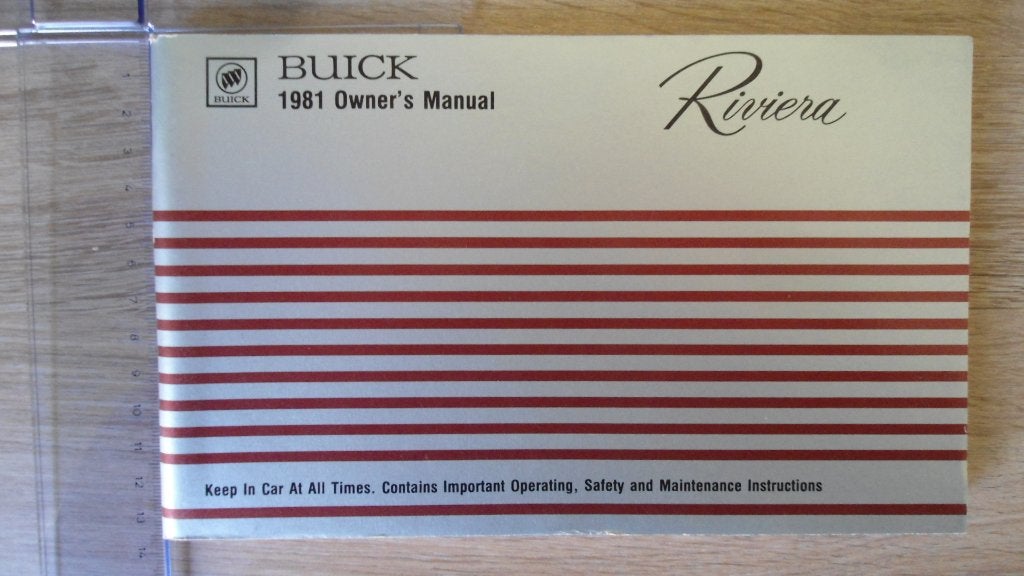 1981 Buick Riviera. First edition original Owner's Manual., Autos : Divers, Modes d'emploi & Notices d'utilisation, Enlèvement ou Envoi