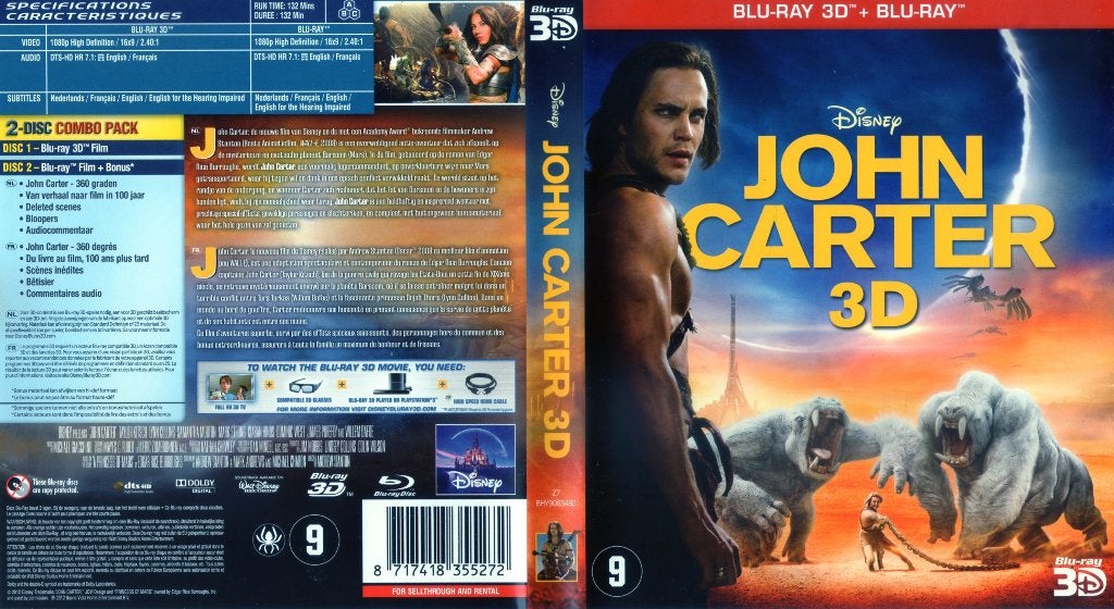 john carter (blu-ray 3D + blu-ray) nieuw, Ophalen of Verzenden, Zo goed als nieuw, Science Fiction en Fantasy