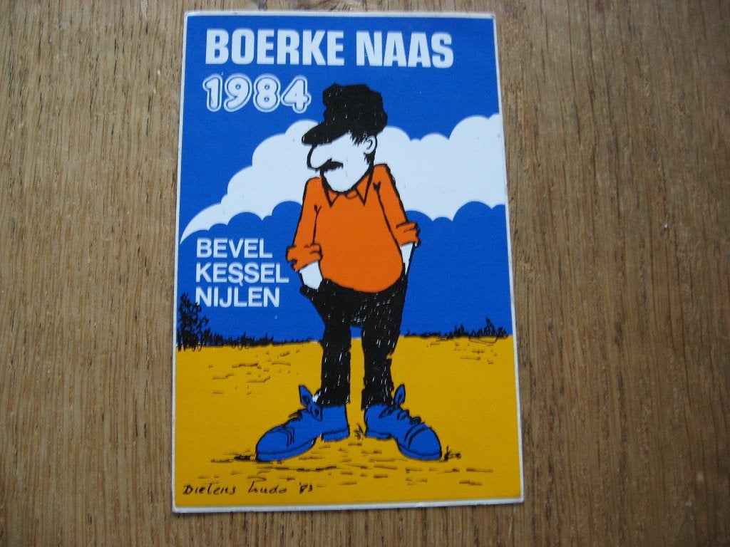 Sticker Boerke Naas 1984 Bevel Kessel Nijlen, Ophalen of Verzenden, Nieuw, Overige typen