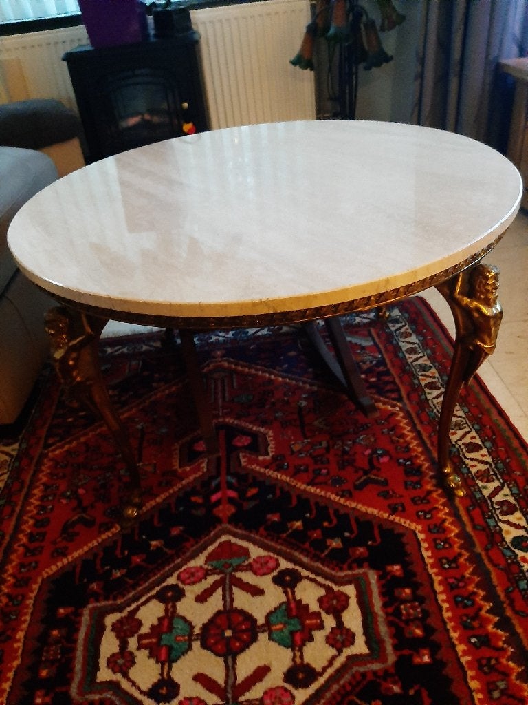 Prachtige marmeren salontafel, Huis en Inrichting, Ophalen, Zo goed als nieuw, Rond, Overige materialen