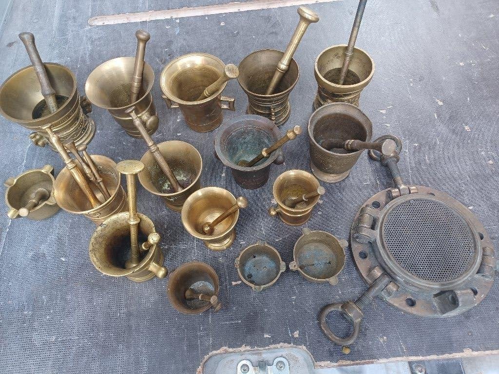 diverse koperen vijzels, groot en klein, Antiek en Kunst, Antiek | Brons en Koper, Ophalen, Koper