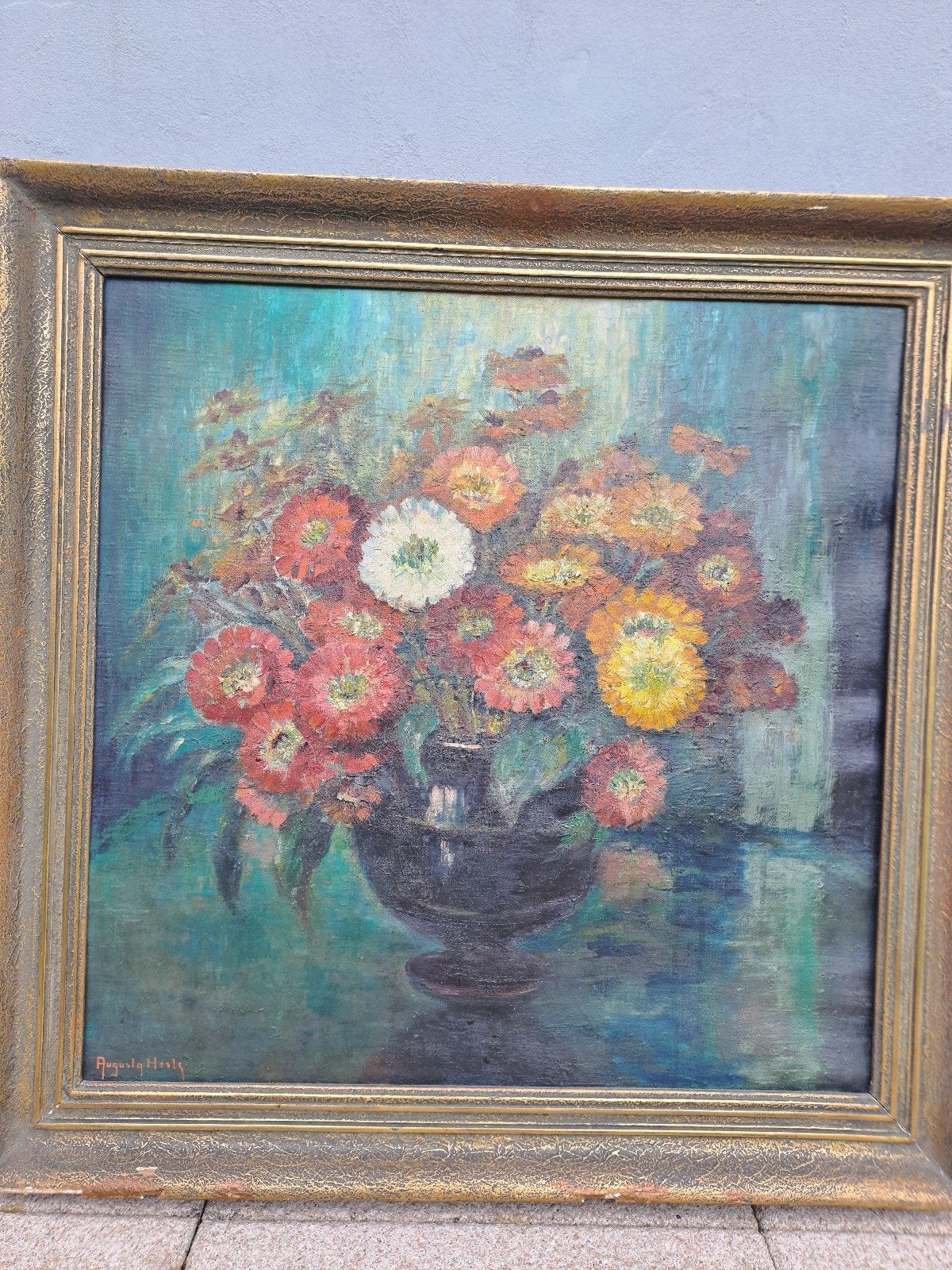 Schilderij bloemen met 2 vogels, Enlèvement