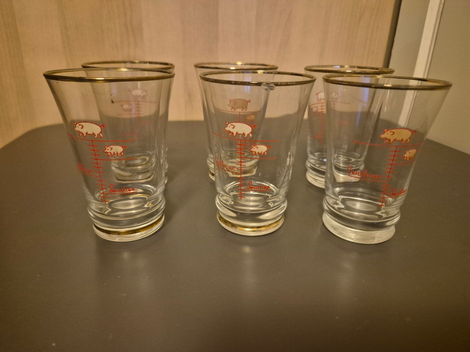 set de 6 petits verres apéro cristal dorure vintage, Collections, Enlèvement ou Envoi, Utilisé, Verres et Verres à shot