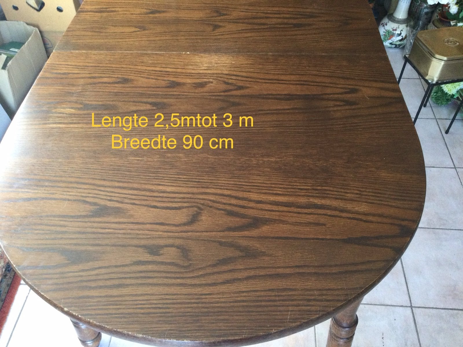 Eiken tafel met 6 stoelen, Huis en Inrichting, Eikenhout, 200 cm of meer, 50 tot 100 cm, Zo goed als nieuw