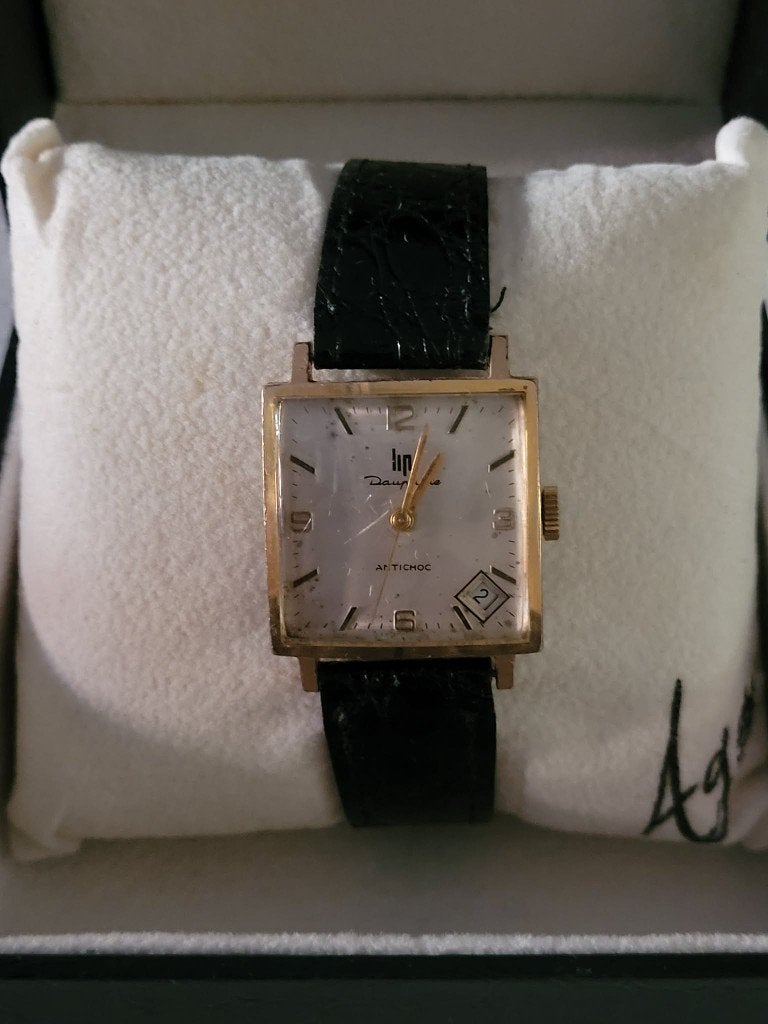 Montre Lip Dauphine Antichoc Carrée Vintage – Plaqué Or, Enlèvement ou Envoi