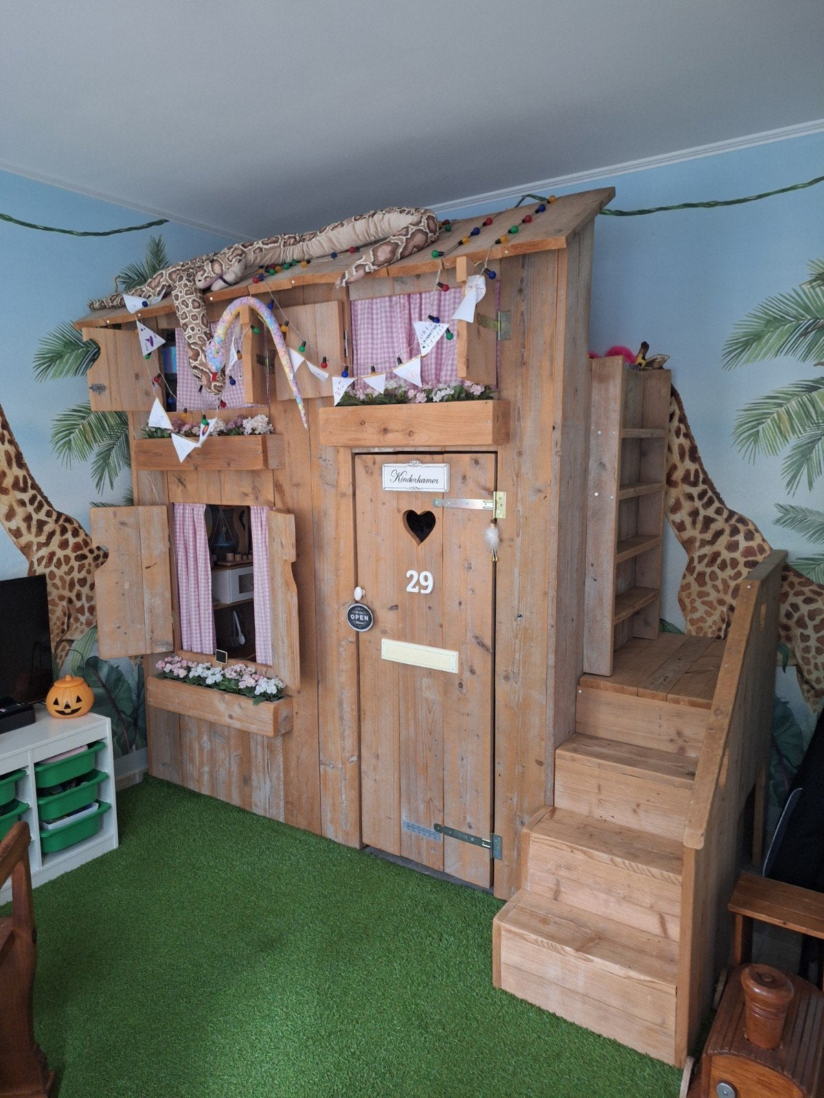 zeer mooie steigerhouten hoogslaper// speelhuisje, Ophalen, Hoogslaper