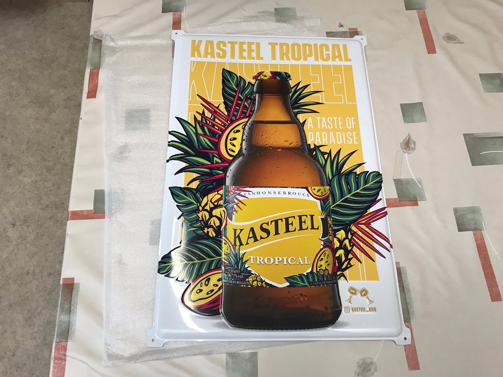 Panneau d'affichage en métal tropical Kasteelbier, Enlèvement ou Envoi, Neuf, Panneau publicitaire