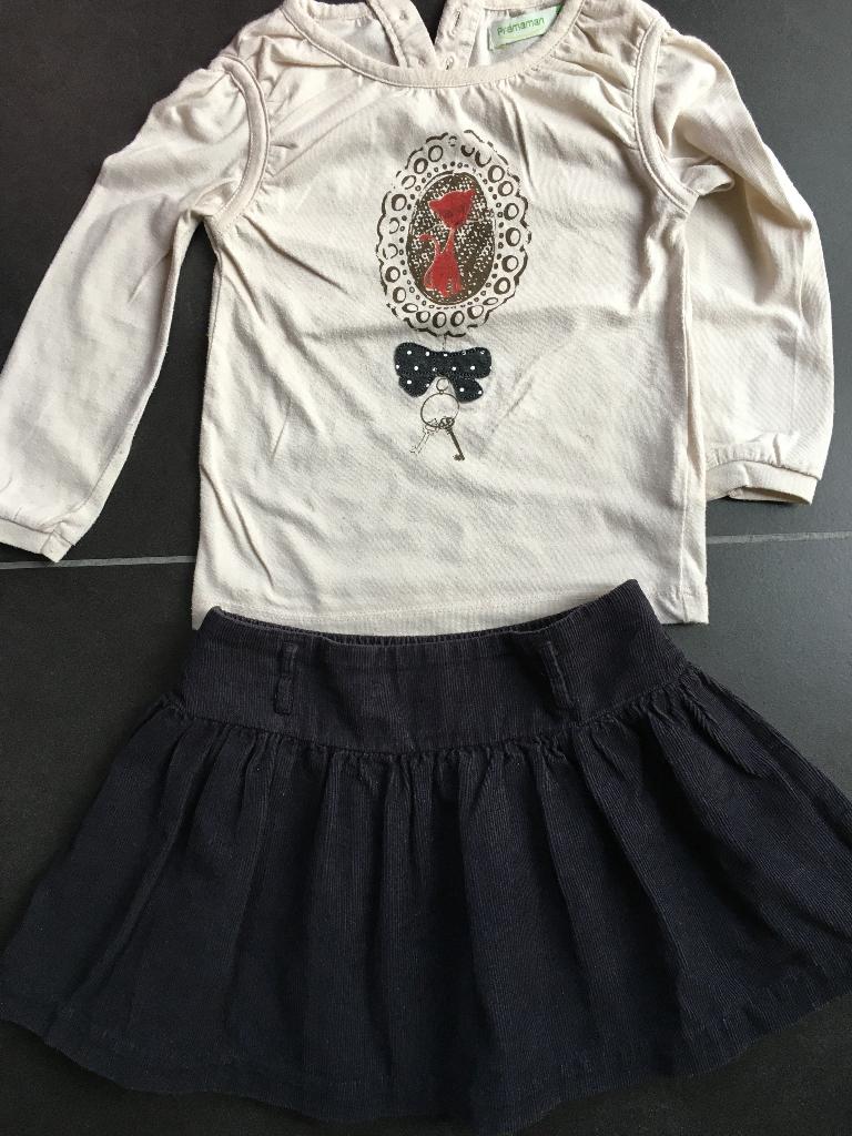 setje premaman rokje grijs met beige t-shirt maat 86, Kinderen en Baby's, Meisje, Ophalen of Verzenden, Zo goed als nieuw, Setje