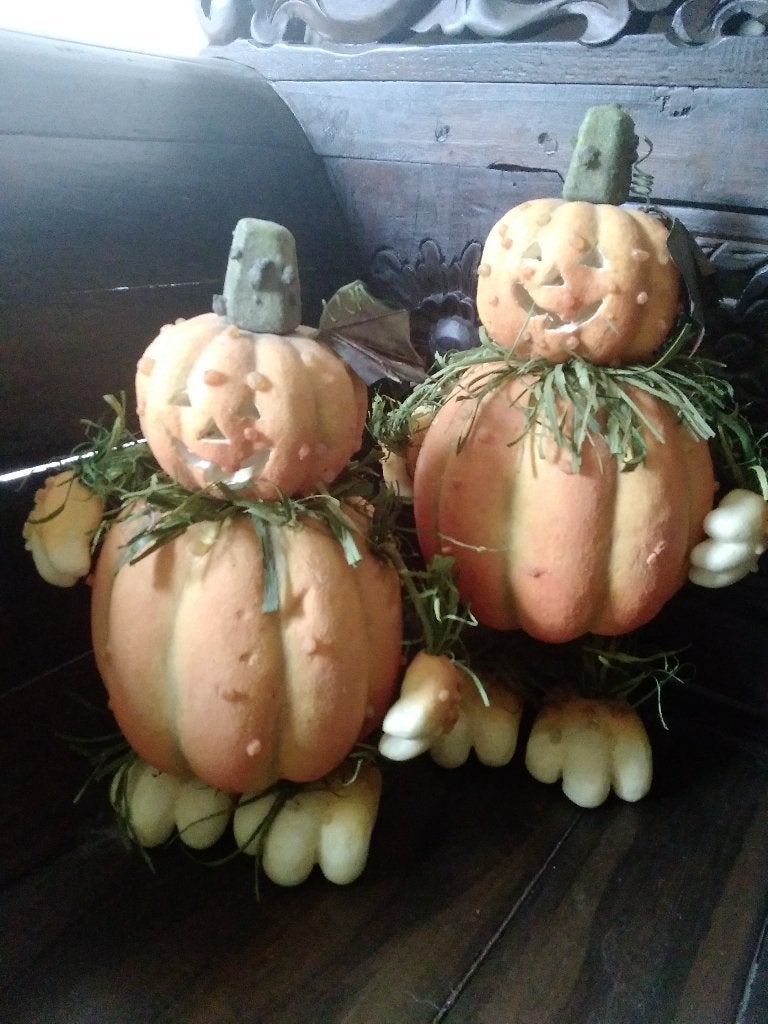 Halloween pompoen mannetjes decoratie. 2 stuks, Verzenden, Gebruikt, Versiering