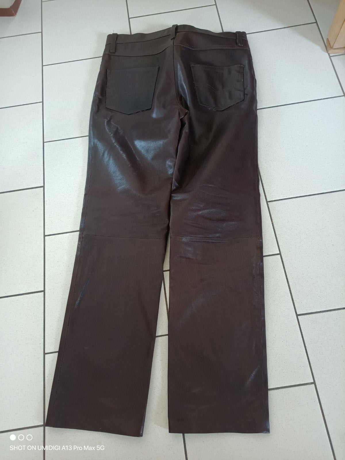 lederen heren broek, Kleding | Heren, Ophalen of Verzenden, Zo goed als nieuw, Maat 56/58 (XL), Bruin