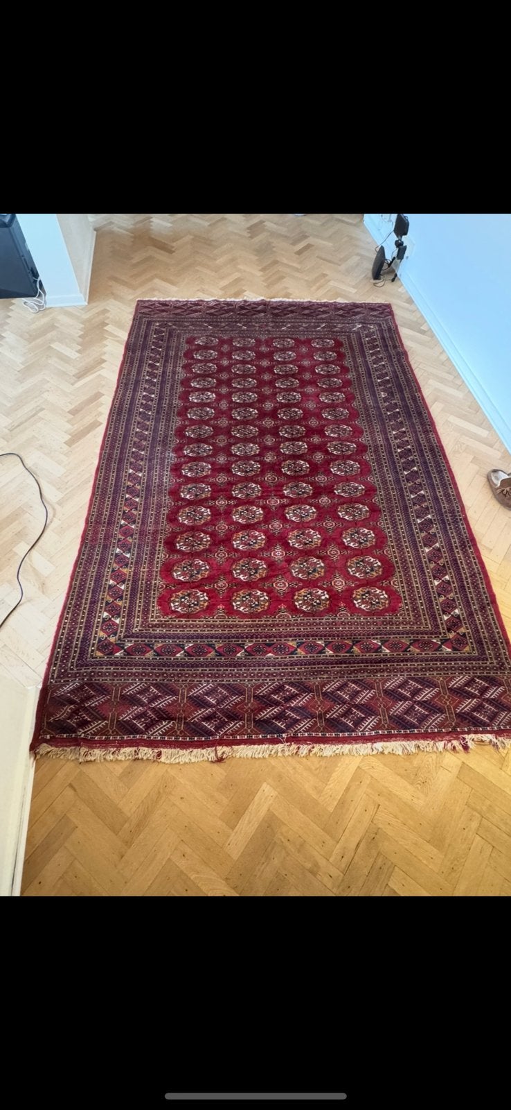 Grand tapis oriental style Boukhara, Rouge bordeaux – 1.9x3m, Maison & Meubles, 200 cm ou plus, 150 à 200 cm, Enlèvement, Oriental