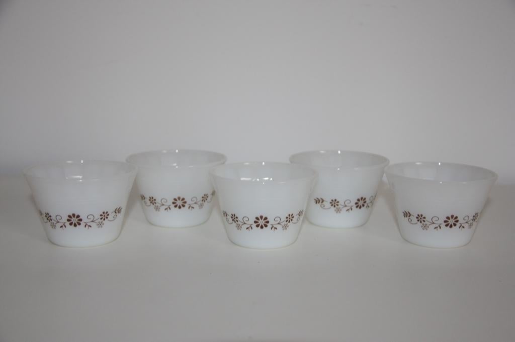 Retro 5x dynaware pyr-o-rey opaline dessert potjes, Ophalen of Verzenden, Huis en Inrichting