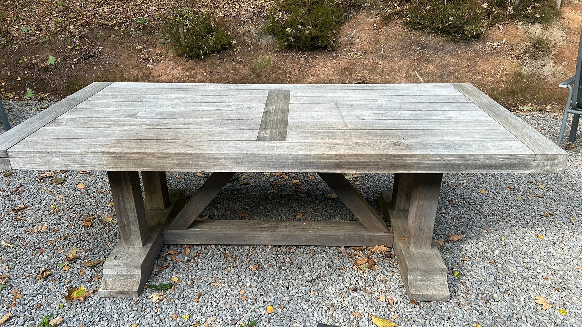 Table en teck massif, Jardin & Terrasse, Enlèvement, Utilisé, Rectangulaire, Bois de teck