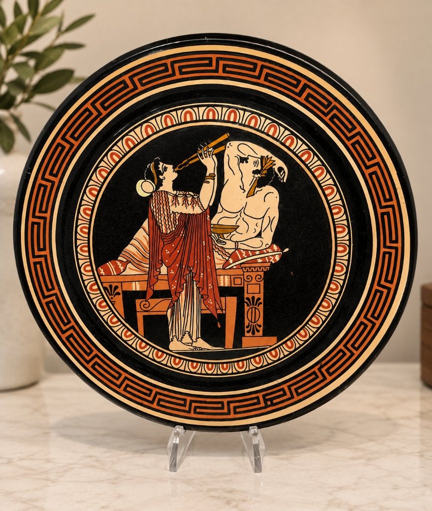 kylix de grenier Mythologie Greque, signé D. Vassilopopoulos, Enlèvement ou Envoi