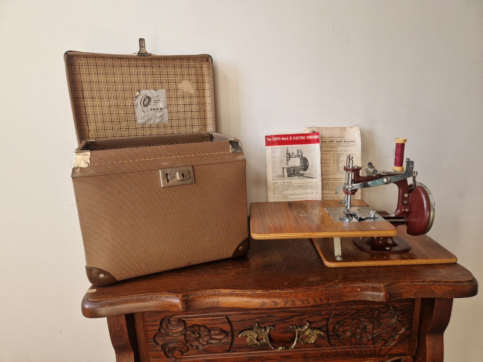 Antieke Essex miniatuur naaimachine, Ophalen of Verzenden