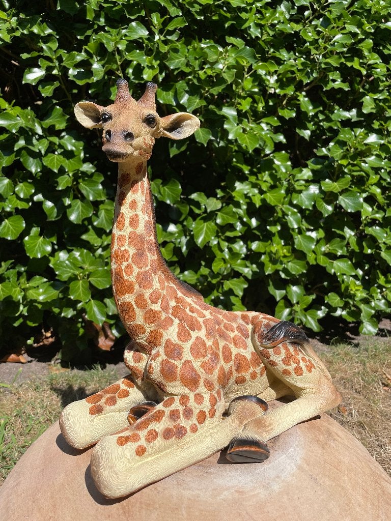 Girafe couchée, jardin, salon, zoo 32cm, Enlèvement, Neuf, Synthétique, Animal