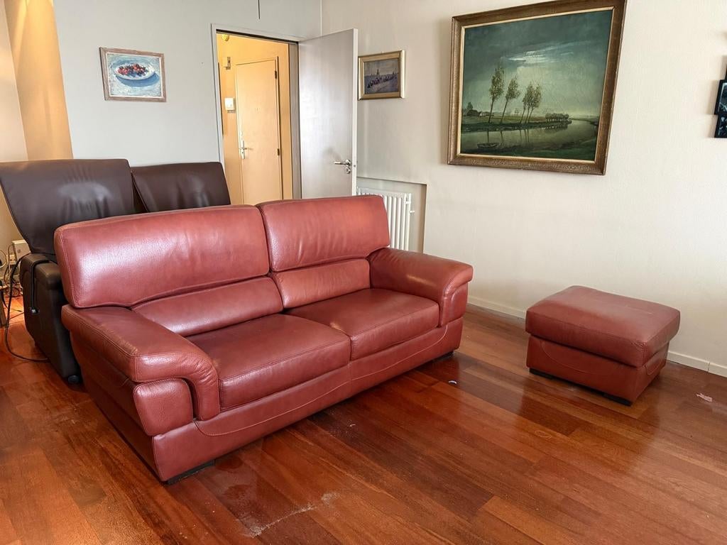 Zetel echt leer, Huis en Inrichting, Ophalen, Leer